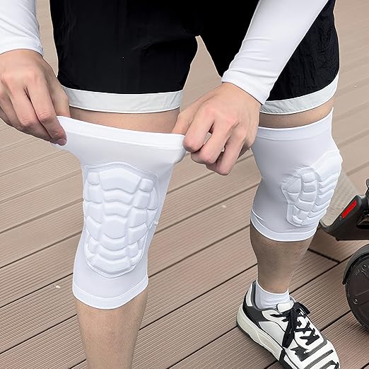 Wrestling Knee Pads for Kids Youth Adult, Knee Compression Sleeve for Basketball Volleyball Football, 1 Pair Short Knee Pads Sleeves ((#2) White-2pcs,XXLarge)