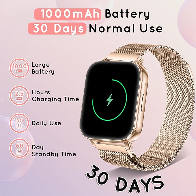 Smart Watch for Women, 30 Day+ Battery 44MM HD Smartwatch Compatible iPhone Android with Fitness Tracker/Bluetooth Calling/Heart Rate/SpO2/Sleep Monitor, 120+ Sports Modes, 3 Bands/Gift Womens