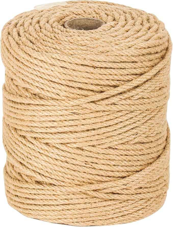 DEDU Sisal Rope 1/4 Inch X 600 FT, Natural Hemp Rope Twine, Twisted 4 Strand Multipurpose for Cat Scratcher, Docks, DIY Projects
