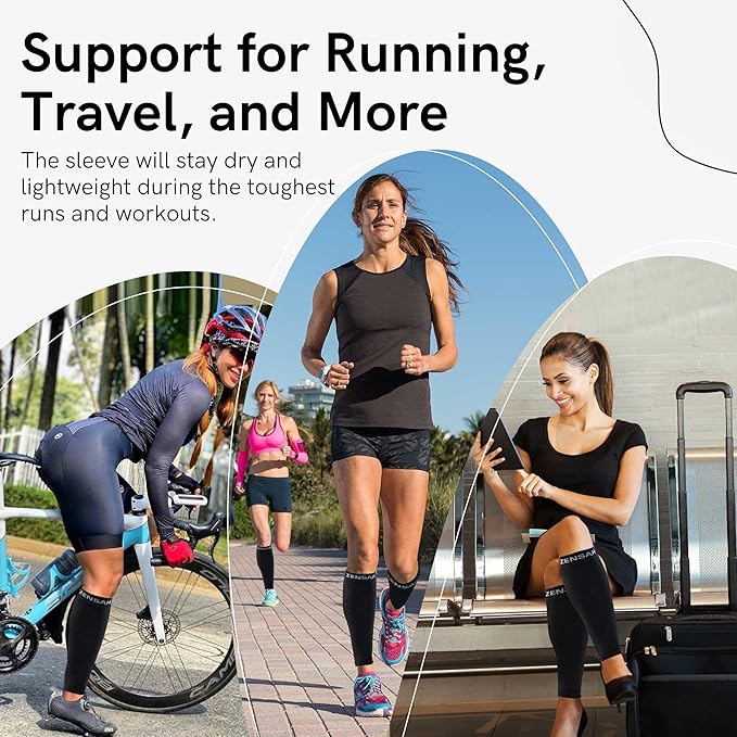 Zensah Running Leg Compression Sleeves - Shin Splint, Calf Compression Sleeve Men and Women