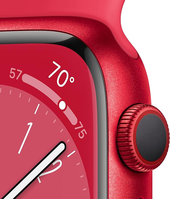 Apple Watch Series 8 [GPS + Cellular, 45mm] - (PRODUCT)Red Aluminum Case with Red Sport Band, M/L (Renewed)