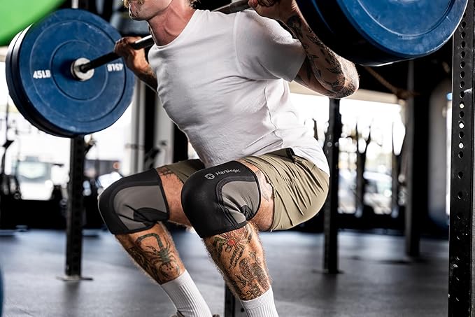 Harbinger Knee Sleeves 5mm Thick Neoprene | Compression for Weightlifting, Cross Training, Powerlifting, Squats | Support & Warmth | Pair