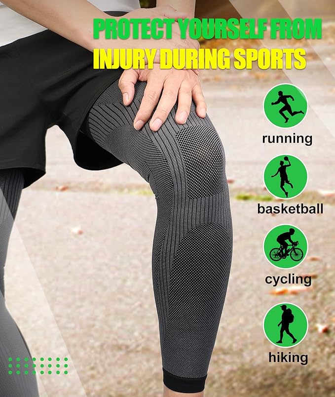 KEKING® Full Leg Compression Sleeves, Unisex, Thigh High Compression Stocking 20-30mmHg Graduated Support for Thigh Calf Knee, Running, Basketball, Reduce Varicose Veins and Swelling, Pair, Black XXL