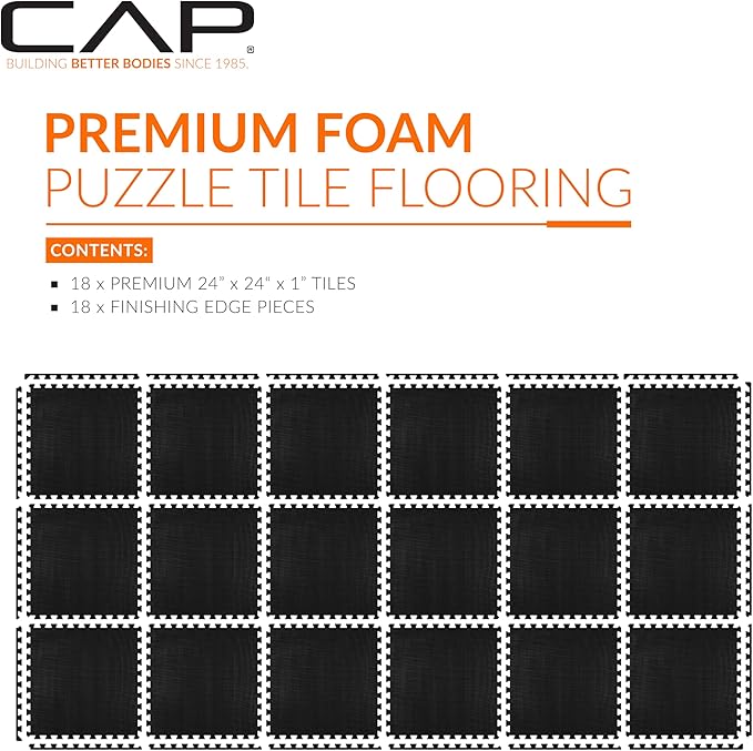 CAP Puzzle Exercise Mats | 1” Thick EVA Interlocking Foam Tiles for Home Gym Flooring | Multiple Options