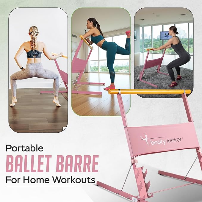 Portable Folding Exercise Bar for Barre, Balance and Ballet Home Workouts, Strong Freestanding Stable Design