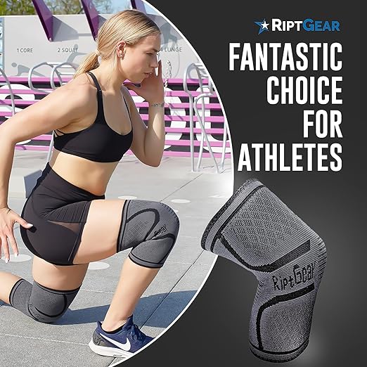 RiptGear Knee Compression Sleeve - Braces for Knee Pain - Compression for Arthritis, Meniscus Tear, Running, Walking - Support for Women and Men - Sleeves Weightlifting (Medium, Gray (1 Pack))