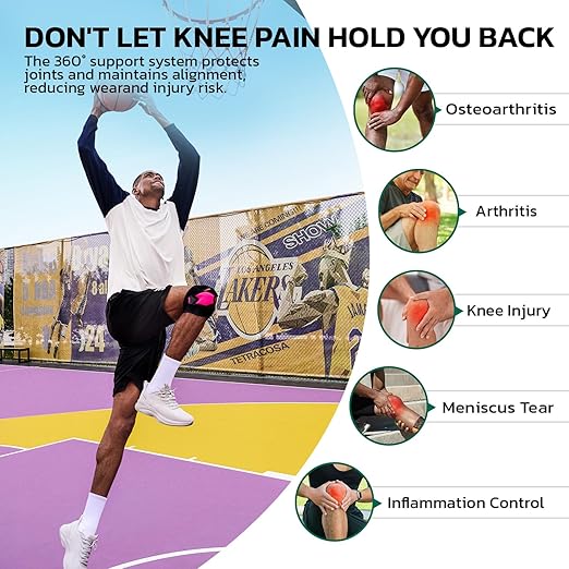 aoFIT Knee Brace for Men Women Knee Pain Meniscus Tear Arthritis Patella Dislocation Best Osteoarthritis Adjustable Compression with Memory Stabilizers for ACL MCL Breathable for Injury Recovery 4XL