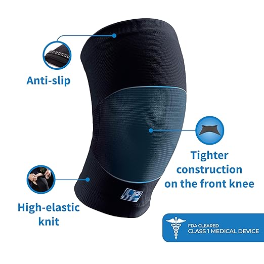 LP 647 Knee Braces For Arthritis Pain, Knee Pain Relief, Injury Recovery - Knee Sleeve For Weightlifting, Basketball, Hiking, Biking, Running, For Men Women (Black, S, 2 Pack)
