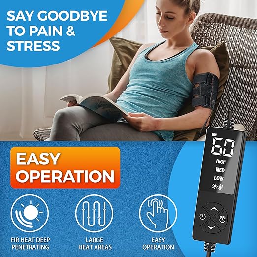 sticro Upper Arm Heating Pad for Bicep Tendonitis Pain Relief, Heated Arm Wrap for Biceps & Triceps Muscle Strains, Adjustable Bicep Brace with 3 Heat & 5 Timers Settings for Men/Women (S/M)