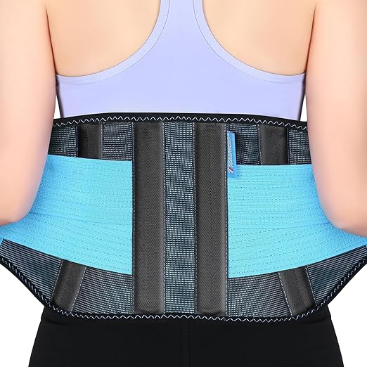 T TIMTAKBO 2.0 Version Lower Back Brace for Pain Relief, Back Brace for Lifting at Work, Lumbar Brace for Herniated Disc and Sciatica, Back Support Belt for Women Men (Blue, 3XL fit big belly 48-57")