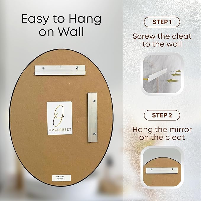 OVALCREST - Oval Wooden Beveled Wall Mirror for Home Decor, Bathroom, Vanity, Bedroom, Living Room, Hallway - London Style (Gold Leaf) 31.1 x 41.1