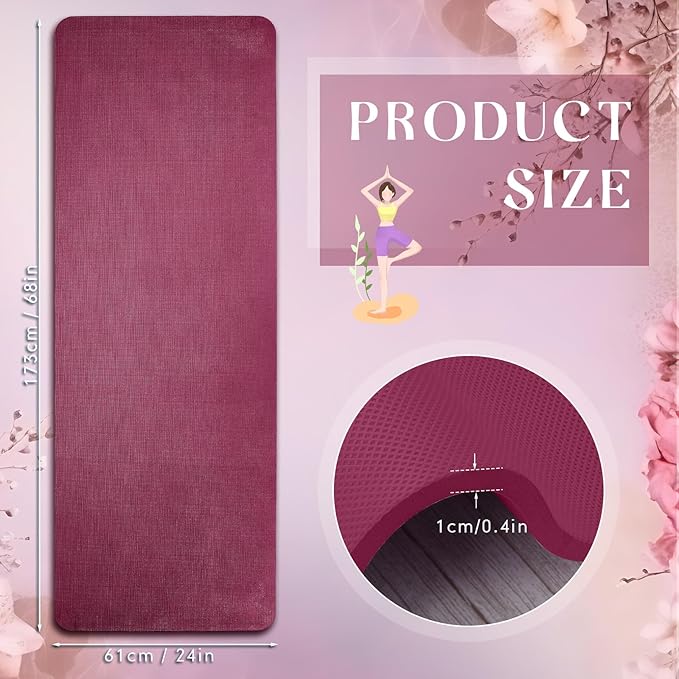 Timgle 6 Pcs 10mm Thick Yoga Mat Bulk 68 x 24 Inches Anti-slip Tear-resistant Exercise Mat Adult Gym Mats for Fitness, Stretching, Workout and Studio, Outdoor Yoga, Pilates