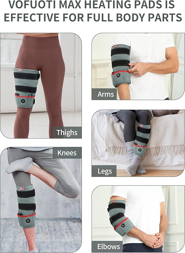 Leg Heating Pad, Portable Cordless Heated Knee Brace Warmers Wrap with Battery and 3 Temperature Settings Men Women