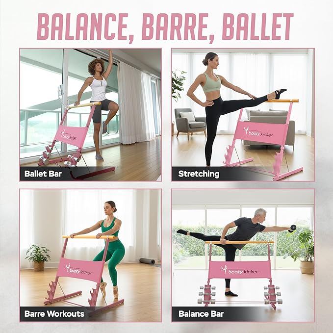 Portable Folding Exercise Bar for Barre, Balance and Ballet Home Workouts, Strong Freestanding Stable Design