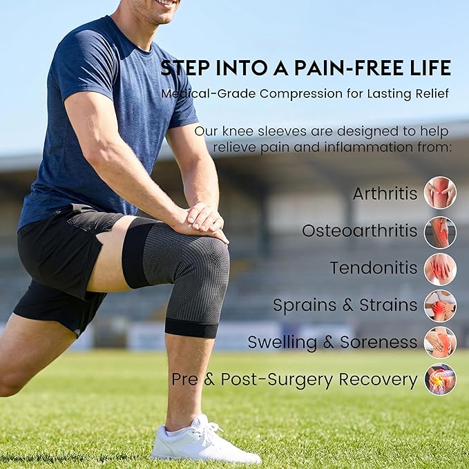 KEKING Orthopedic Brace for Tendinitis, Arthritis, ACL, MCL, Injury Recovery, Meniscus Tear, Knee Pain, Aching Knees, Patellar Tendonitis and Arthritis, Knee Compression Sleeves 2 Pack, Black S