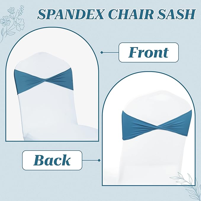 VDS Pack of 25 PCS | Dark Teal | Spandex Chair Sashes Bows Without Buckle | Stretch Elastic Banquet Universal Folding Chair Band Tie with for Wedding Party Conference Celebration Event Decoration