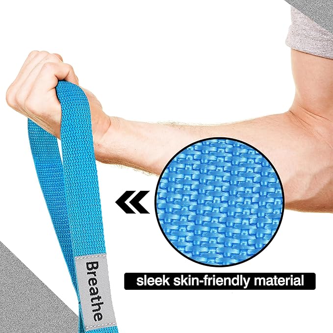 Stretching Strap Yoga Strap with 10 Loops, Non-Elastic Stretch Band for Physical Therapy, Flexibility, Exercise, Pilates, Dance & Gymnastics Workout