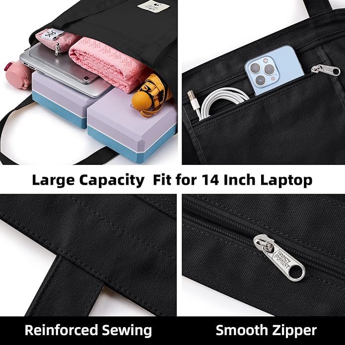 WLLWOO WLLWOO Yoga Bags for Women with Yoga Mats Bags Carrier Carryall Canvas Tote for Pilates Shoulder for Travel Office Beach Workout