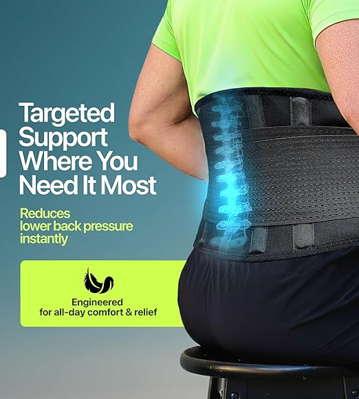 Back Brace for Lower Back Pain Relief – Adjustable Lumbar Support Belt for Women & Men, Lower Back Support for Herniated Disc, Sciatica & Heavy Lifting, Workout Back Support Brace, Size M