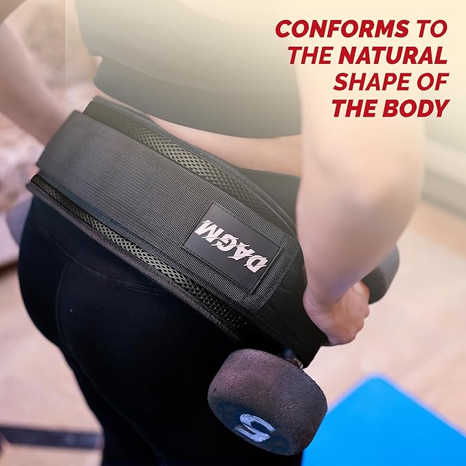 DAGM Hip Thrust Belt for Dumbbells heavy, Secure Glute Trainer with Non-Slip Extra Padding That Protects Your Hips - Ideal for Gym & Home Workouts - Use with Heavy Duty Kettlebells, Dumbbells, & Plates Hold up to 500 lbs