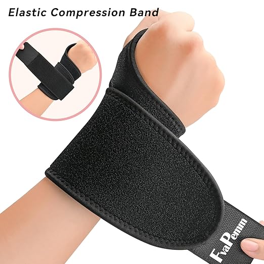 Wrist Brace for Carpal Tunnel 2 Pack Right Left Hand, Adjustable Wrist Brace for Day Night Support, Wrist Support Wraps for Women Men,Tendonitis, Arthritis, Weightlifting, Sports, Black