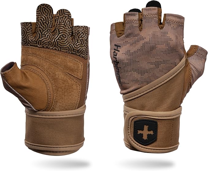 Harbinger Pro Wristwrap Gloves 3.0 - Enhanced Grip, Superior Wrist Support, Breathable 4-Way Stretch Lycra, Durable Leather Palm, Half-Finger Design for Weightlifting, Fitness Training, Women's
