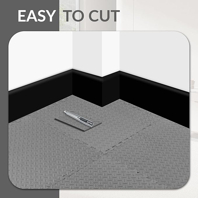 Fitvids Puzzle Exercise Gym Flooring Mat, 1/2" Thick High-Density EVA Interlocking Tiles Workout Mat for Home Gym, Fitness Equipment, MMA, Gymnastics, 36-Piece Shock-Absorbing Exercise Mat (144 Sq Ft)