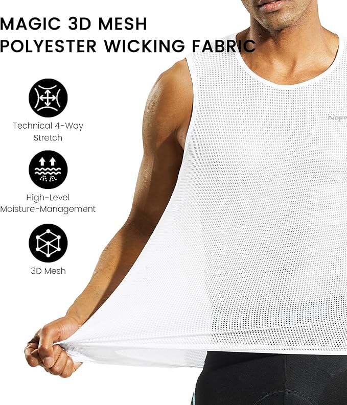 Nepest Mens Vests/Short Sleeve Biking Base Layer Mesh Sleeveless Cycling Baselayer Bicycle Ultralight Undershirts
