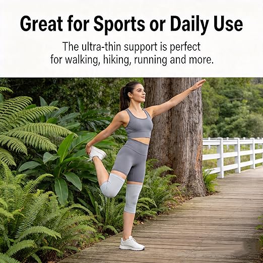 Premium Bamboo Knee Compression Sleeve, 1 Pair Slip-One Knee Support, Elastic Warm Knee Brace for Knee Pain, Joint Recovery, Sports, Daily Wear for Adults (Black, X-Large)