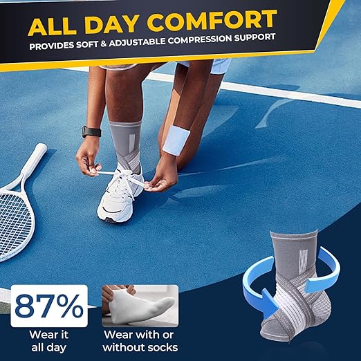 NeoTech Care Adjustable Ankle Support Brace (Gray, Size L, 1 Unit)
