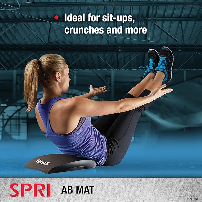 SPRI Ab Mat - Workout Mat Accessory for Abdominal Exercises, Sit-Ups, Crunches, Push-Ups, Core Training, and More - Portable Padded Shaped Mat with Curved Back Support for Toning Abs