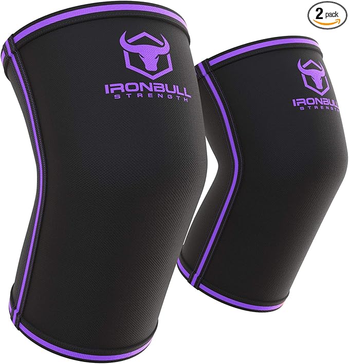 Elbow Sleeves 5mm (1 Pair) - High Performance Elbow Sleeve Support for Weightlifting, Weight Training & Powerlifting - Best Compression Straps - for Men and Women (Small, Black/Purple)
