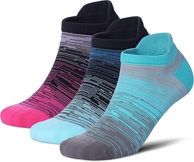 LEVSOX Ankle Compression Socks for Women Men Cushioned Running Support Socks for Plantar Fasciitis Relief 3 Pairs