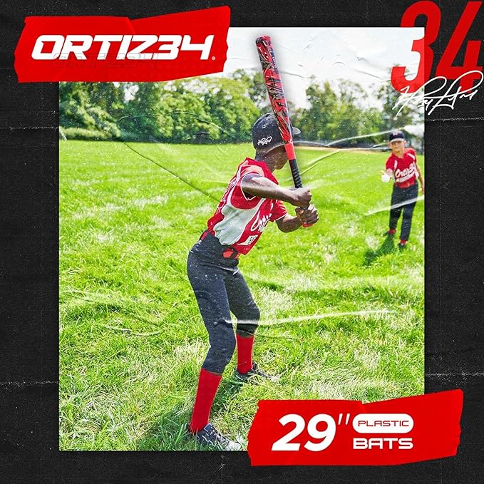 Grand Slam Set- Graffiti Plastic Bat, David Ortiz Backyard Baseball Set with 3 Balls, 4 Throw Down Bases