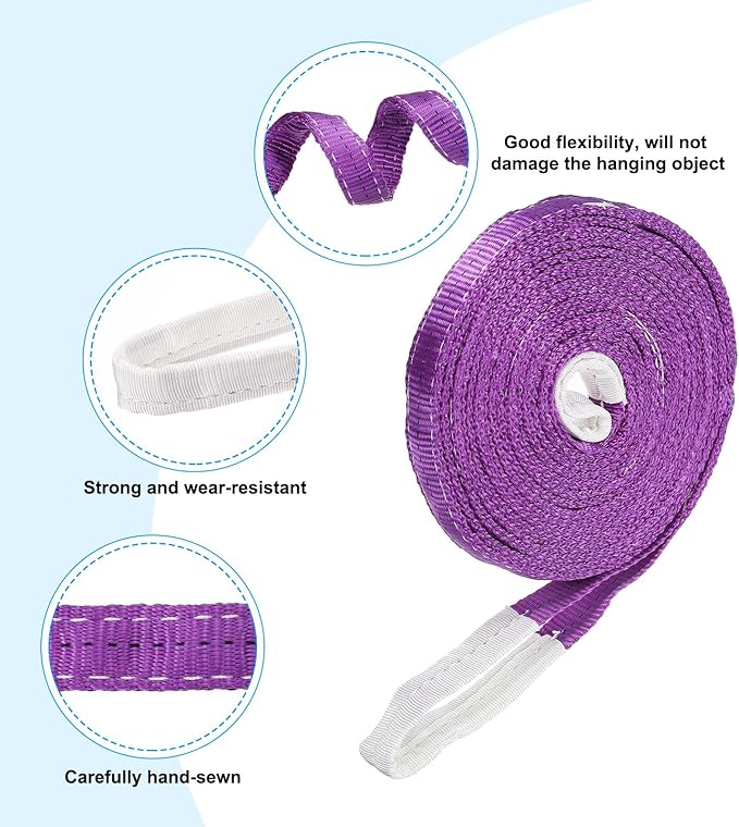 PATIKIL Lifting Slings Straps, 1 Pcs Polyester 26ft Heavy Web Slings Duty Flat Lifting Belts Pull Lifting Straps Slings Mount(2204lbs), Purple