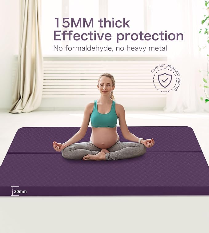 nuveti Large Exercise Mat - 15mm/20mm/30mm Thick Yoga Mat | Workout Mat for Fitness, Yoga, Pilates, Stretching & Floor Exercises for Women & Men with Free Carrying Bag