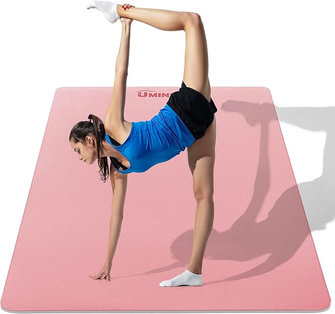 UMINEUX Large Yoga Mat for Men and Women 1/4 & 2/5 Inch Extra Thick TPE Fitness Mat for Home Gym Workout, Non-Slip, Eco Friendly Exercise Mat for Yoga, Pilates, Stretching, Meditation