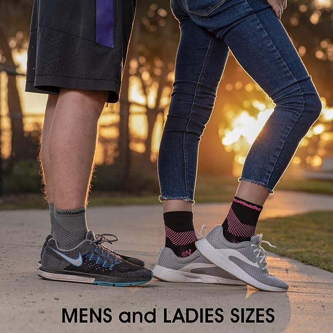 TechWare Pro Plantar Fasciitis Socks - Ankle Compression Socks for Women & Men. Achilles Tendonitis Brace & Foot Arch Support