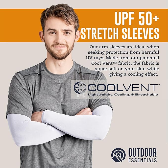 OutdoorEssentials UV Sun Protection Arm Sleeves - Compression Arm Sleeve, UV Arm Sleeves Men, Women - Golf Cooling Sleeves