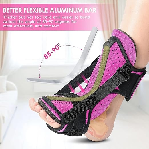 Plantar Fasciitis Night Splint: 2 Packs Upgraded Brace with Soft Memory Foam Pad | Ankle Brace for Plantar Fasciitis Relief Achilles Tendonitis Relief Foot Drop Heel Arch Pain Support for Women Pink