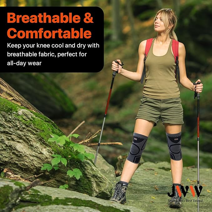 JWW Plus Size Knee Compression Sleeve for Big Thighs, 2 Pack Knee Brace for Men & Women Knee Pain Relief, Workout Sports Knee Support, Knee Braces for Meniscus, ACL & Arthritis Recovery (Black, 4XL)