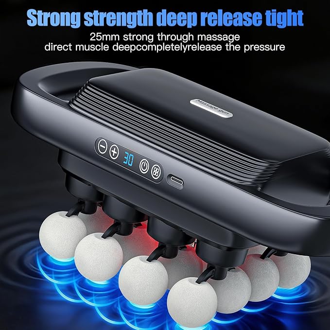 16 Head Massage Gun deep Tissue, Percussion Muscle Massager with 16 Heads, 3 Modes & 30 Intensities,Quiet Handheld Massager for Back Neck Shoulder Legs Muscle Pain Relief