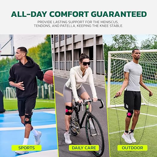 aoFIT Knee Brace for Men Women Knee Pain Meniscus Tear Arthritis Patella Dislocation Best Osteoarthritis Adjustable Compression with Memory Stabilizers for ACL MCL Breathable for Injury Recovery 4XL