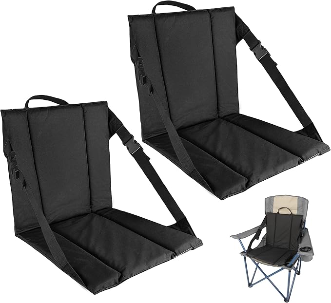 2PCS Portable Stadium Seat Cushion for Bleachers,Folding Lightweight Seat with Backrest,Adjustable Straps,Ideal for Camping,Hiking,Sports Events,Outdoor Concerts