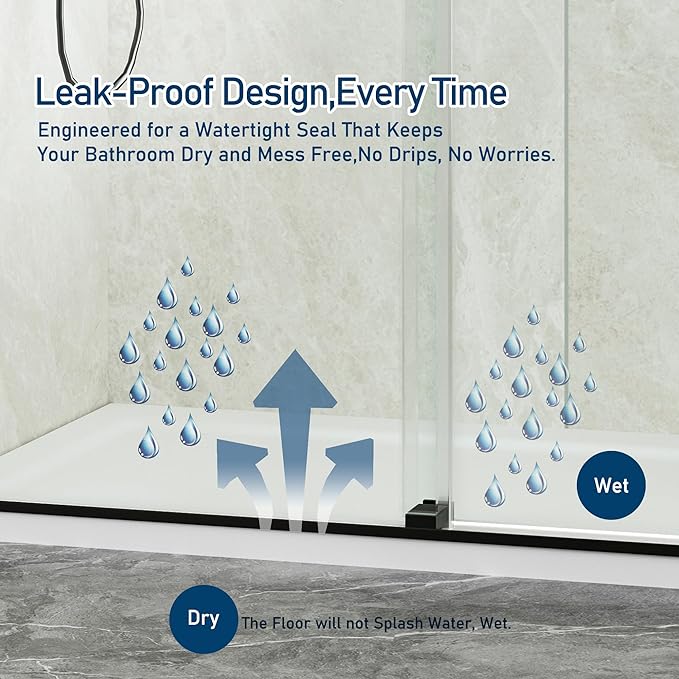 68-72" W x 76" H Shower Door,Frameless Shower Door,Single Sliding Glass Shower Door with 3/8" (10mm) Clear SGCC Tempered Glass, Roller Disc System(Matte Black, 72" Wx76 H-Single Sliding)