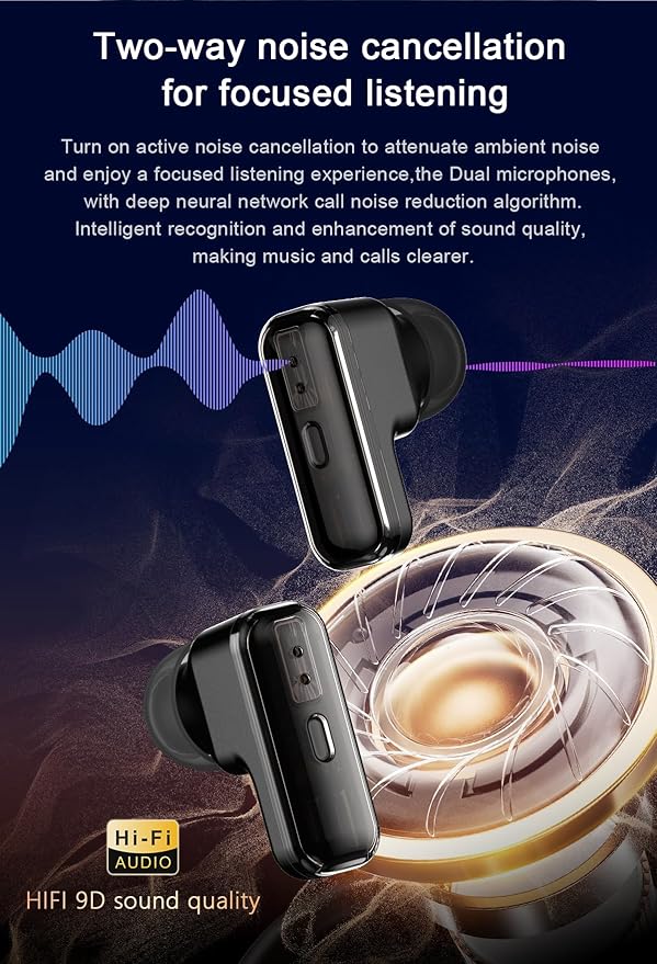 Smart Watch with Earbuds, 2.02" HD Screen，2 in 1 Smart Watches for Women, Waterproof Fitness Tracker Watch with Wireless Earphone Compatible for Android iOS with Sports Monitor Sleep/Black