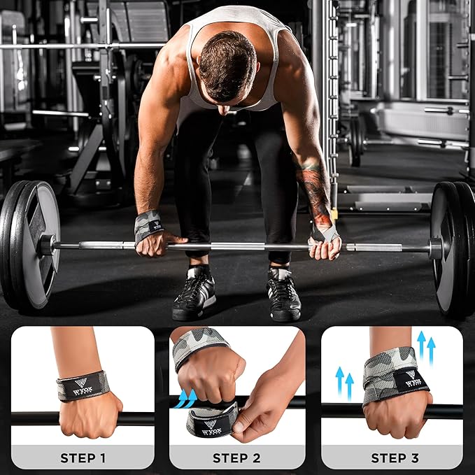 WYOX Figure 8 Lifting Wrist Straps for Weightlifting – Heavy Duty Padded Neoprene Wrist Support, Powerlifting & Strength Training Lift Straps for Deadlifts, Pull Ups, Rows, Shrugs, Gym Training Hand Grip Support for Bodybuilding
