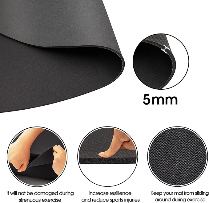 Cheete Jump Rope Mat Large Rubber Exercise Mat Indoor Outdoor Shock Absorbing Mat Non-Slip Oval Design for Floor & Rope Protection, Workout Mats for Home Gym Flooring
