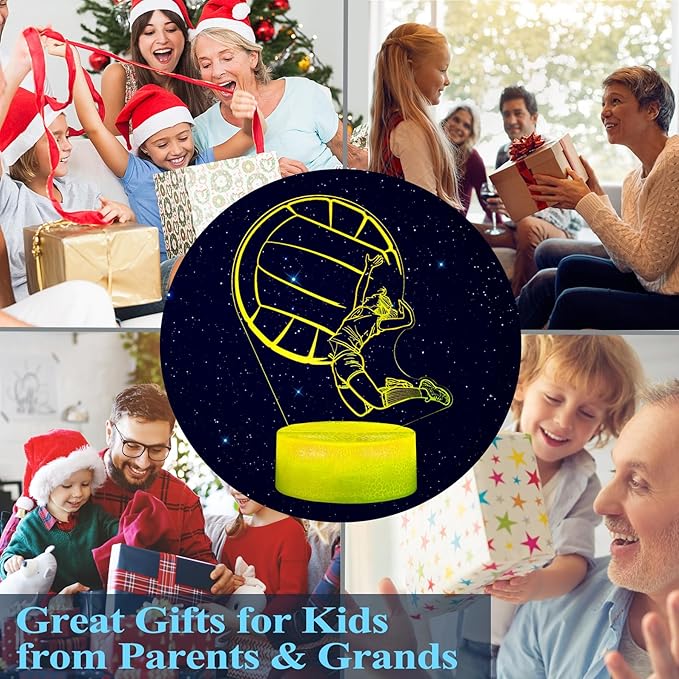 Volleyball Gift for Girls, 3D Night Light, 16 Colors Changing, Remote Control with Timer, RGB Flashing Mode and Dimmable, Volleyball Lamp for Christmas Birthday Decor
