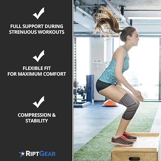 RiptGear Knee Compression Sleeve - Braces for Knee Pain - Compression for Arthritis, Meniscus Tear, Running, Walking - Support for Women and Men - Sleeves Weightlifting (Small, Gray (1 Pack))